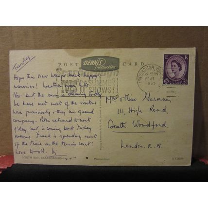SOUTH BAY, SCARBOROUGH, YORKSHIRE used postcard by Dennis 1965 pm =