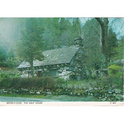 6x4 Continental size printed postcard Ugly House Betws-Y-Coed Caernarfonshire