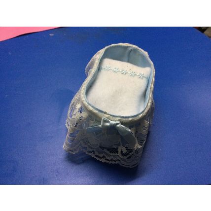 Blue Lacy Crib with Cream Lace 1:12th scale miniature