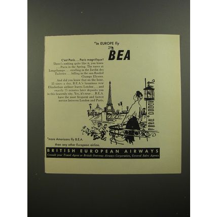 1952 BEA British European Airways Ad - In Europe fly BEA