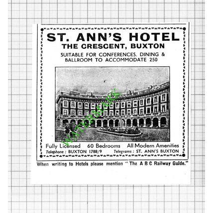 St Ann's Hotel Buxton Small Advert - 1964 Cutting