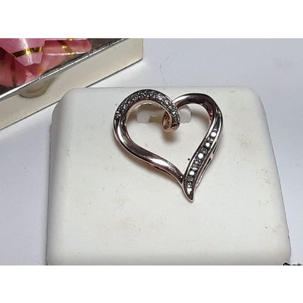 15cttw Natural Round Diamond 10Kt Rose Gold freeform Open Heart Pendant #18382