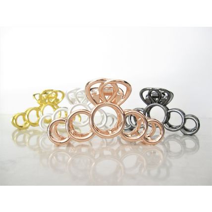 Rose gold silver or dark silver tone circles metal hair claw clip