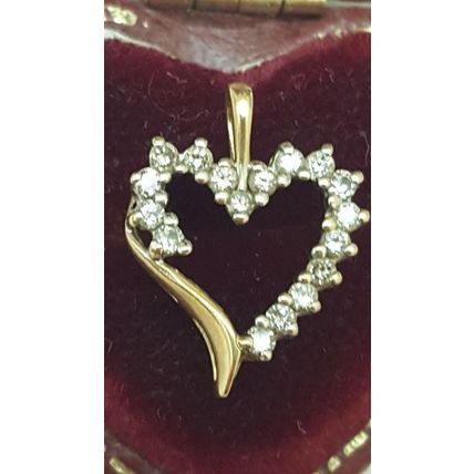 Estate Vintage 10k Yellow Gold .50cttw Diamond Pendant ,1950s