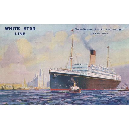 RMS Megantic White Star Lines Antique Postcard