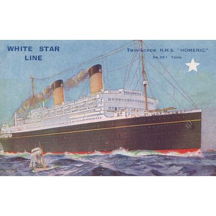 RMS Homeric White Star Line Antique Ship Postcard