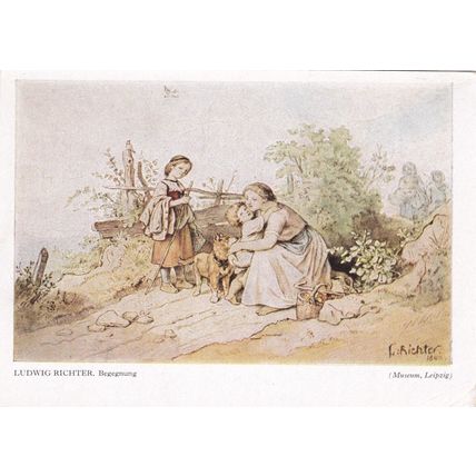 Ludwig Richter Begegnung Postcard unused VGC