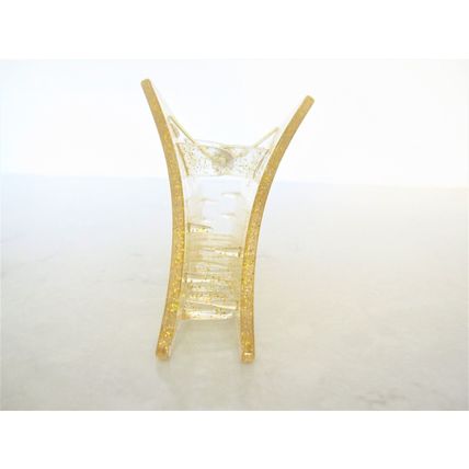 Clear transparent triangle gold sparkle glitter hair claw clip for medium fine