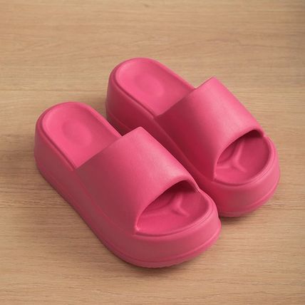 7cm High Heel Flat Slippers Summer Solid Color Non-slip Floor Home Shoes Outdoor