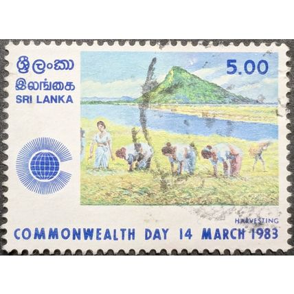STAMP Sri Lanka SG804 1983 5.00R Harvesting Rice Used