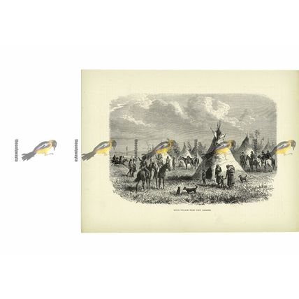Sioux Village, Near Laramie, Wyoming, USA, Book Illustration, c1880