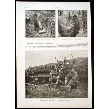 TRENCH MACHINES 1915 crossbow throwing grenades FRANCE WORLD WAR I PRINT