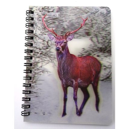 Stag in snow 3D image on the cover of a pocket Notebook