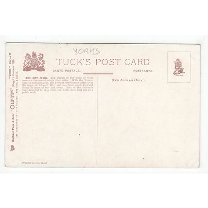 The City Walls York Tucks Oilette Art Postcard 7085