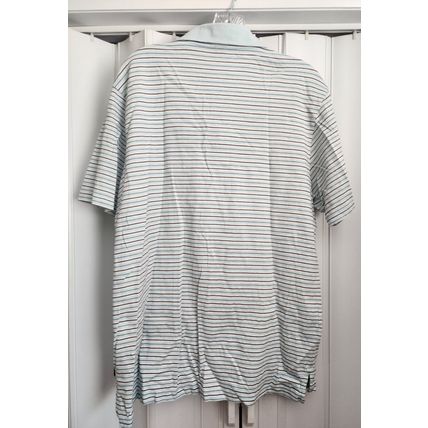 Oakley Men's Light Blue Striped 100% Cotton Short Sleeve Polo Shirt Size L