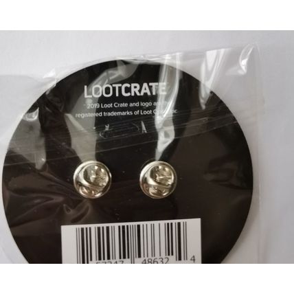 Loot Crate Lootpins Showdown theme red vs blue / good vs evil metal brooch pin