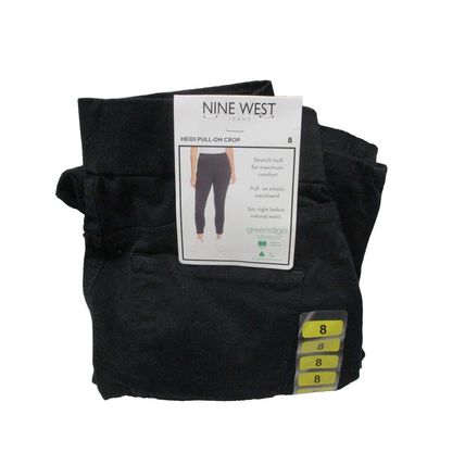 Nine West Women's Heidi Pull On Crop Pants Pockets Stretch Size 8 Color Black