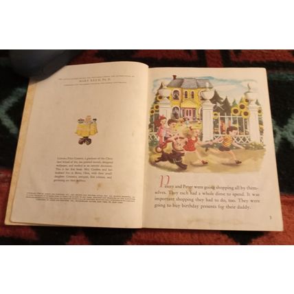 Old Vintage Little Golden Book Lets Go Shopping W/Peter & Penny (A) Edition 1948