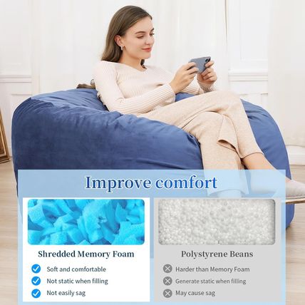 Bean Bag Filler, 20Lbs Shredded Memory Foam Filling, Soft Pillow Stuffing Bean B