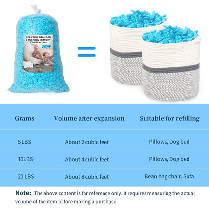 Bean Bag Filler, 20Lbs Shredded Memory Foam Filling, Soft Pillow Stuffing Bean B