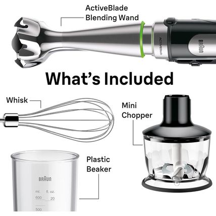 Braun Multiquick 7 3-In-1 Immersion Hand Blender with Variable Speed and Patente