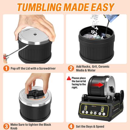 C1 Rock Tumbler Kit - Professional Large 2.5LB Capacity, up to 5X More Noise Can
