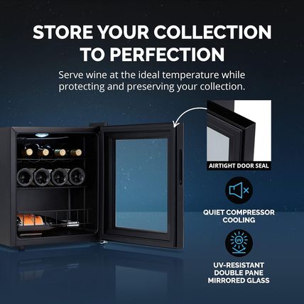 Newair 16 Bottle Wine Cooler Refrigerator | Shadow Series | Freestanding Mirrore
