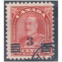 Canada 1932 SG314 3c on 2c Scarlet Very Fine.Used.