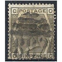 1876 SG147 6d Grey Plate 15 Good Used Check Letters "OC".