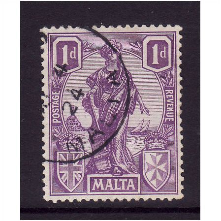 MALTA 1924 SG126 1d BRIGHT VIOLET FINE USED #1