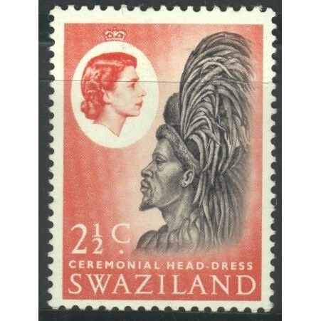 Swaziland 1962 - SG93 - 2½c black/red - Ceremonial Headdress - MH