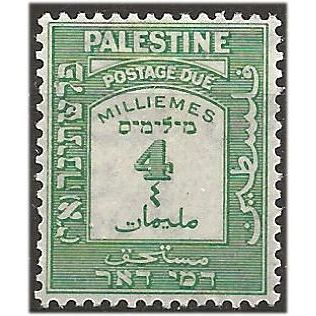Palestine 1925 D8 4m Green Postage Due Mounted Mint . .. .