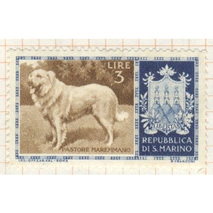 San Marino 1956 - L3 Pastore Maremmano - unused