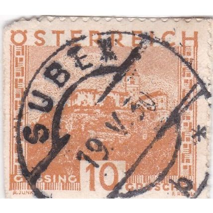 Austria POSTMARK SUBEN 1930 Gussing 10g on piece VGC