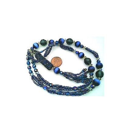 Dark Blue Beaded Aroma Therapy Vial Necklace 1