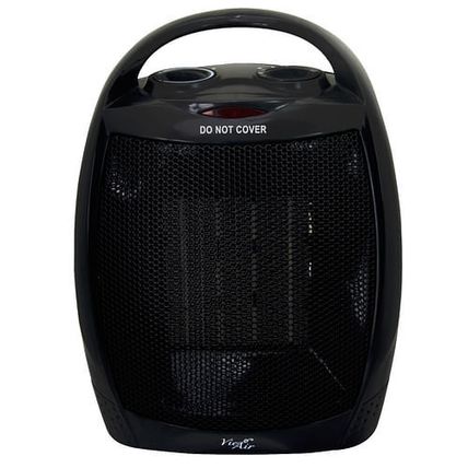 Vie Air 1500W Portable 2 Settings Black Ceramic Heater with Adjustable Thermo...