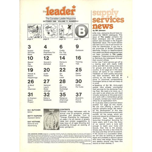 Scouts Canada Leader Magazine October 1980 V11 #2 Orange Phantoms For Halloween