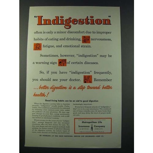 1948 Metropolitan Life Insurance Ad - Indigestion