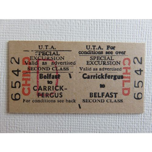 Ulster Transport Authority Carrickfergus-Belfast 2nd Rtn Child Ticket #76