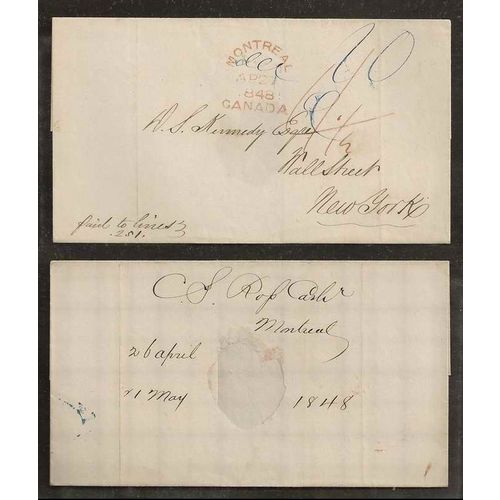 CANADA ! Stampless Montreal Tombstone Cancel 1848