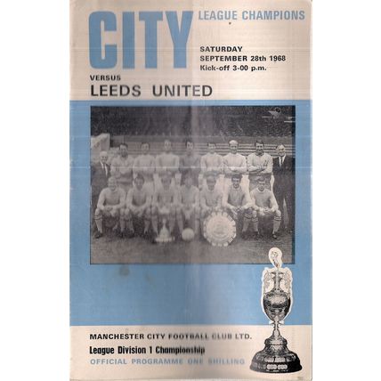 MANCHESTER CITY v LEEDS UNITED football programme 28th Sept. 1968 =