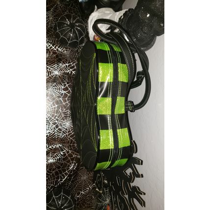 LOVE PAIN & STITCHES HEART GREEN & BLK SPIDERWEB BACKPACK BAG PURSE~NW~HALLOWEEN
