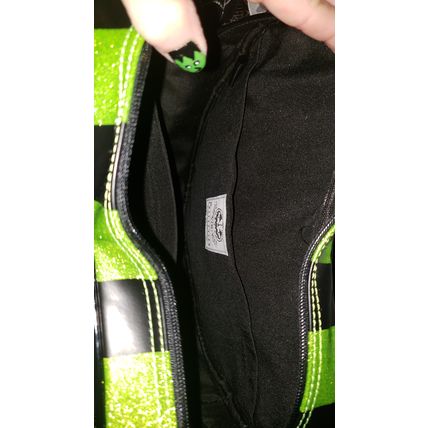 LOVE PAIN & STITCHES HEART GREEN & BLK SPIDERWEB BACKPACK BAG PURSE~NW~HALLOWEEN
