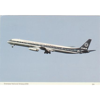 ONA Overseas National Airways Douglas DC8 Civil Aviation Postcard (A18840)