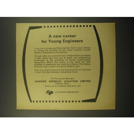 1966 Hawker Siddeley Aviation Ad - new career for young engineers