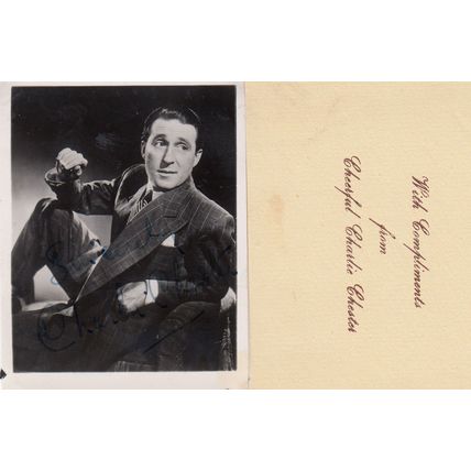 Charlie Chester Hand Signed Antique Photo with Vintage Compliments Slip