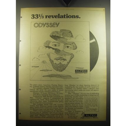 1974 Altec Odyssey Album Ad - 33 1/3 revelations