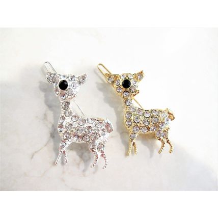 Silver or gold deer shaped crystal hair barrette clip bridal clip bridal