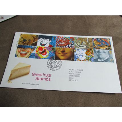 1990 GB First Day postal Cover - Smilers Greeting Stamps - Custard Pie frank