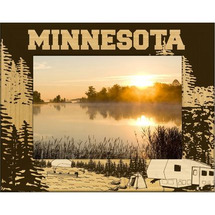 Minnesota Camping Laser Engraved Wood Picture Frame Landscape (5 x 7)